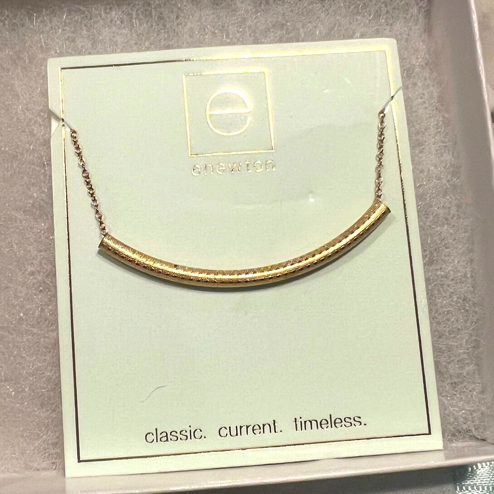 E Newton NIB Gold Bliss Textured Bar Necklace